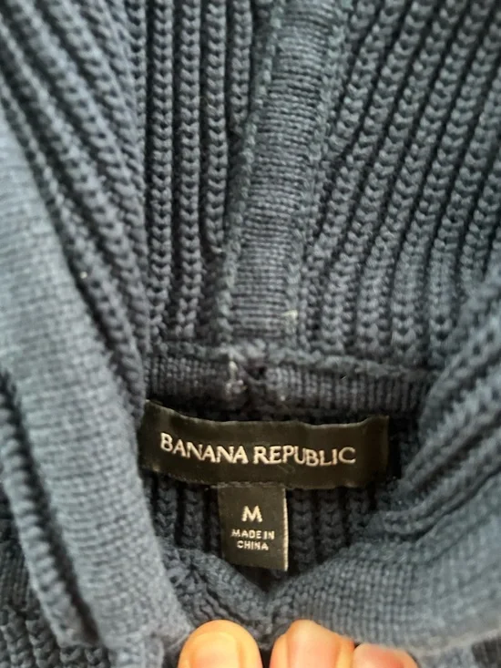 Banana Republic Navy Knit Hooded Pullover Sweater - Picture 4 of 10
